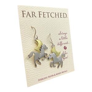 Far Fetched Midnight Run Horse Dangle Earrings 925 Sterling Silver Artisan Pony